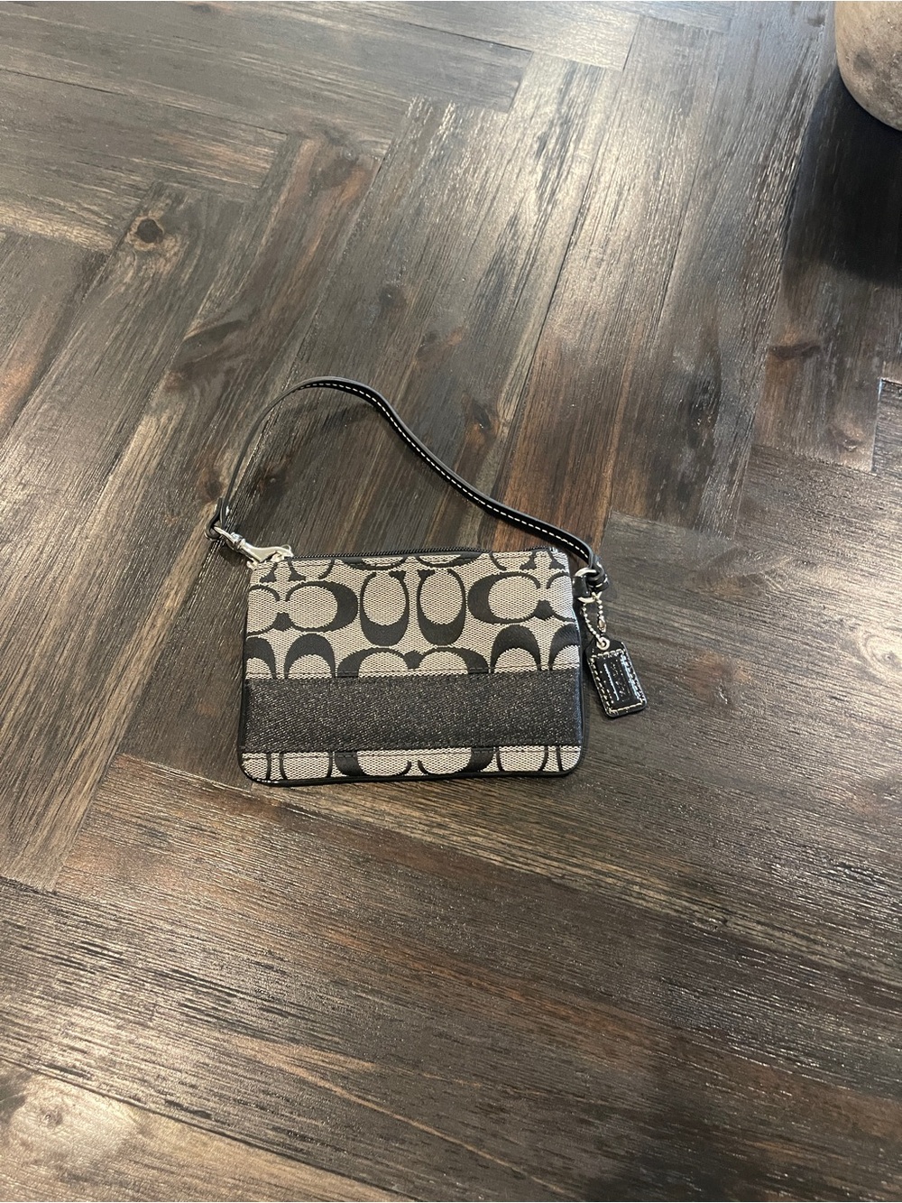 Coach Black and Gray Signature Wristlet